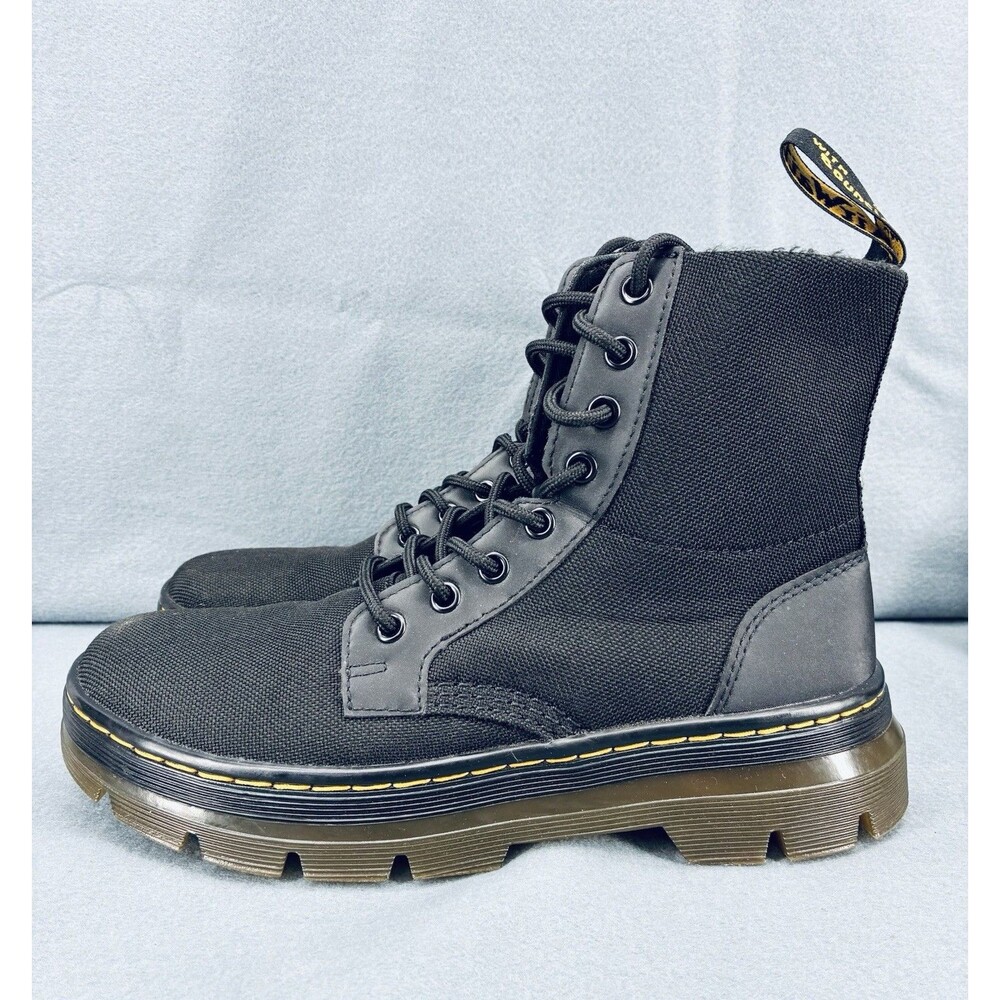 Dr. Martens Combs Tech Men’s 7 Women’s 8 Black Canvas Lace Up Combat Boots